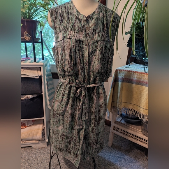 NWT DKNY Cotton Silk Sleeveless Shirtdress Button Down Sz XL - Picture 1 of 9